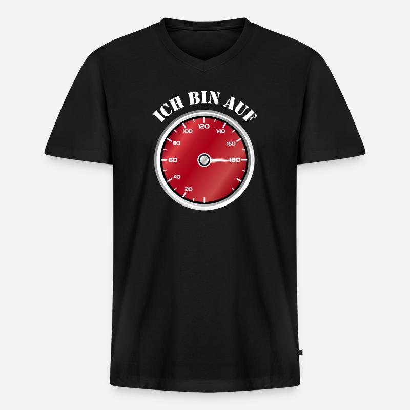 Roter Tacho Ich bin auf Geschwindigkeit - Männer Premium Bio T-Shirt mit V-Ausschnitt - Schwarz
