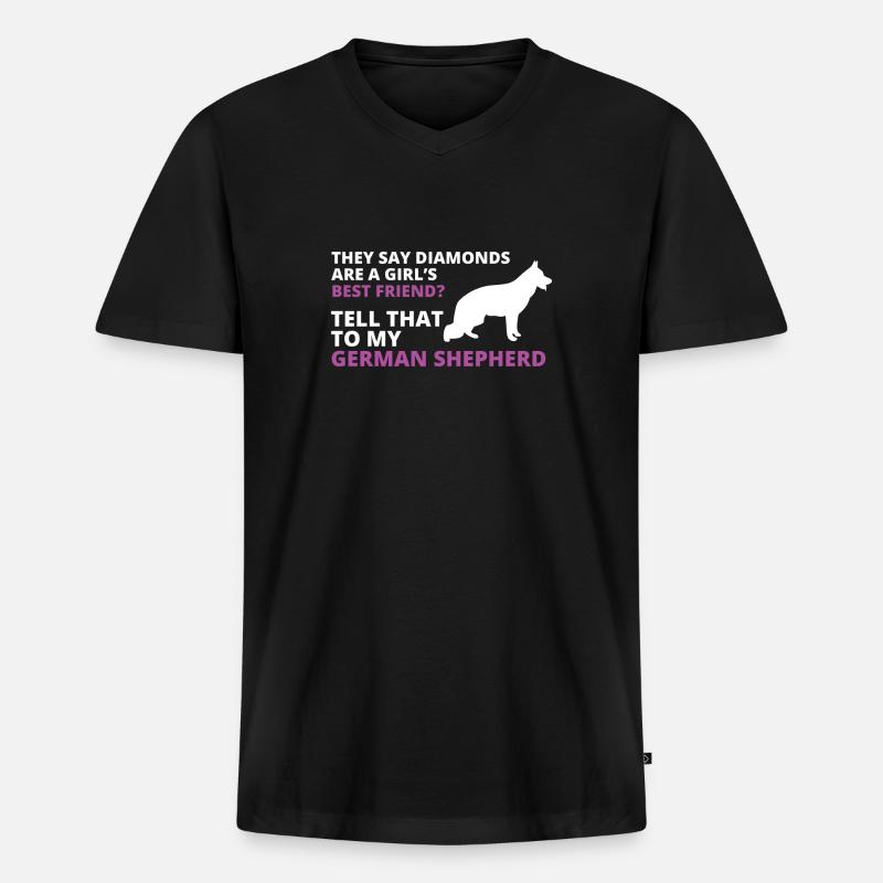Schäferhund - Männer Premium Bio T-Shirt mit V-Ausschnitt - Schwarz