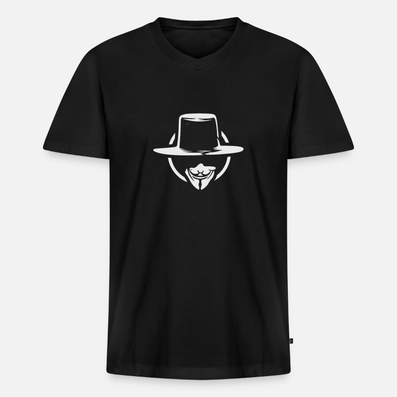Anonymous - Männer Premium Bio T-Shirt mit V-Ausschnitt - Schwarz