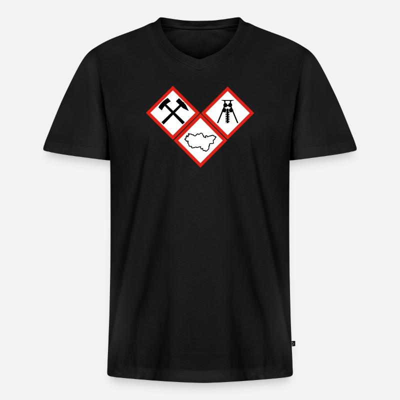 GEFAHR RUHRPOTT - Männer Premium Bio T-Shirt mit V-Ausschnitt - Schwarz