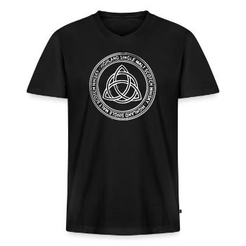 Highland Scotch Whisky - Whiskey Design - Männer Premium Bio T-Shirt mit V-Ausschnitt - Schwarz - Vorne - Nico (187cm)