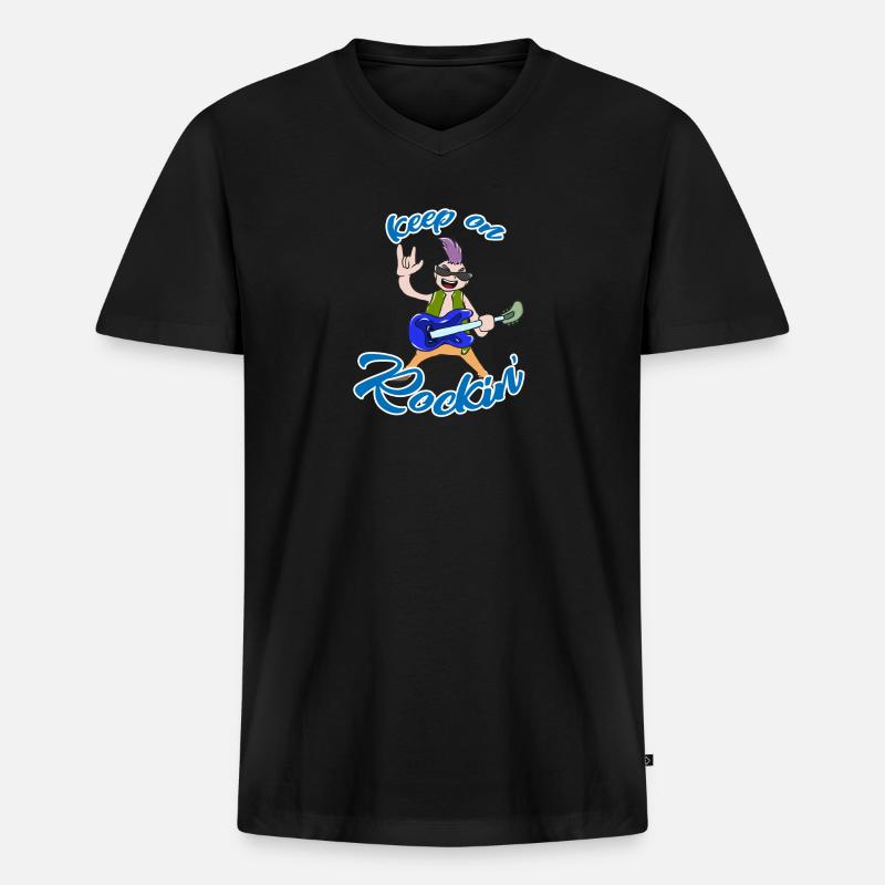 Rock 'n' Roll - Männer Premium Bio T-Shirt mit V-Ausschnitt - Schwarz