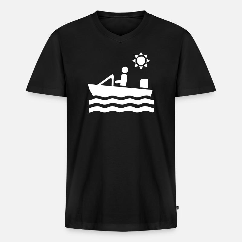 Boot Fahrer - Männer Premium Bio T-Shirt mit V-Ausschnitt - Schwarz