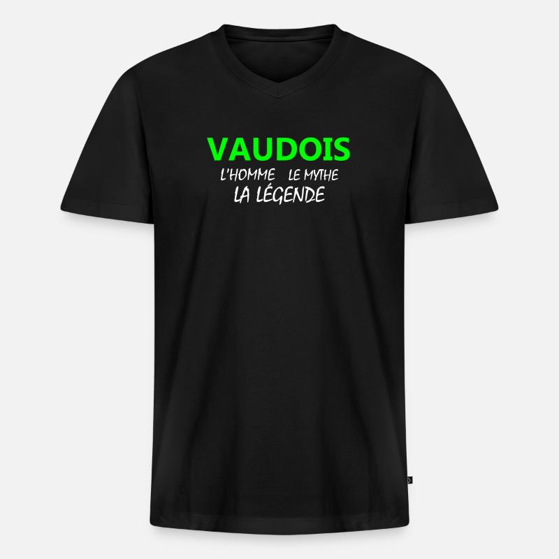 Waadtländer Legendenmuster - Männer Premium Bio T-Shirt mit V-Ausschnitt - Schwarz