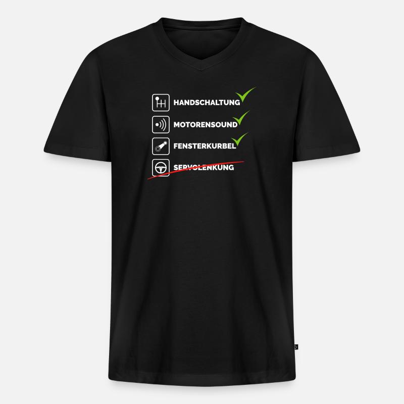 auto tuning oldtimer schrauber Handschaltung - Männer Premium Bio T-Shirt mit V-Ausschnitt - Schwarz