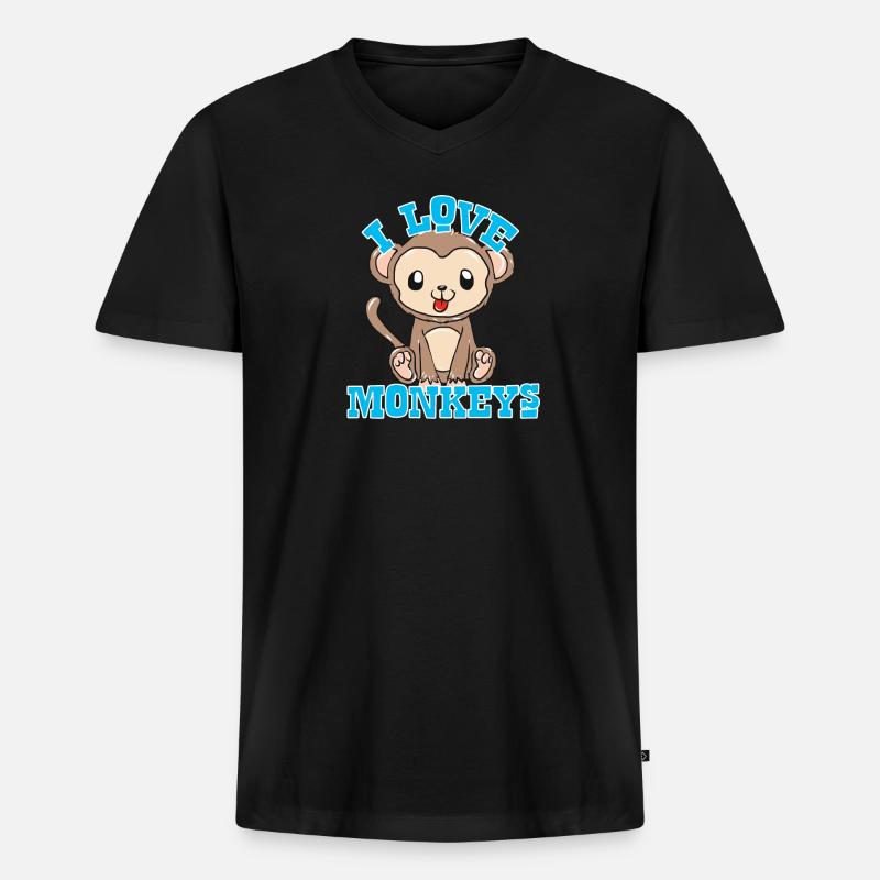 Affen - Männer Premium Bio T-Shirt mit V-Ausschnitt - Schwarz