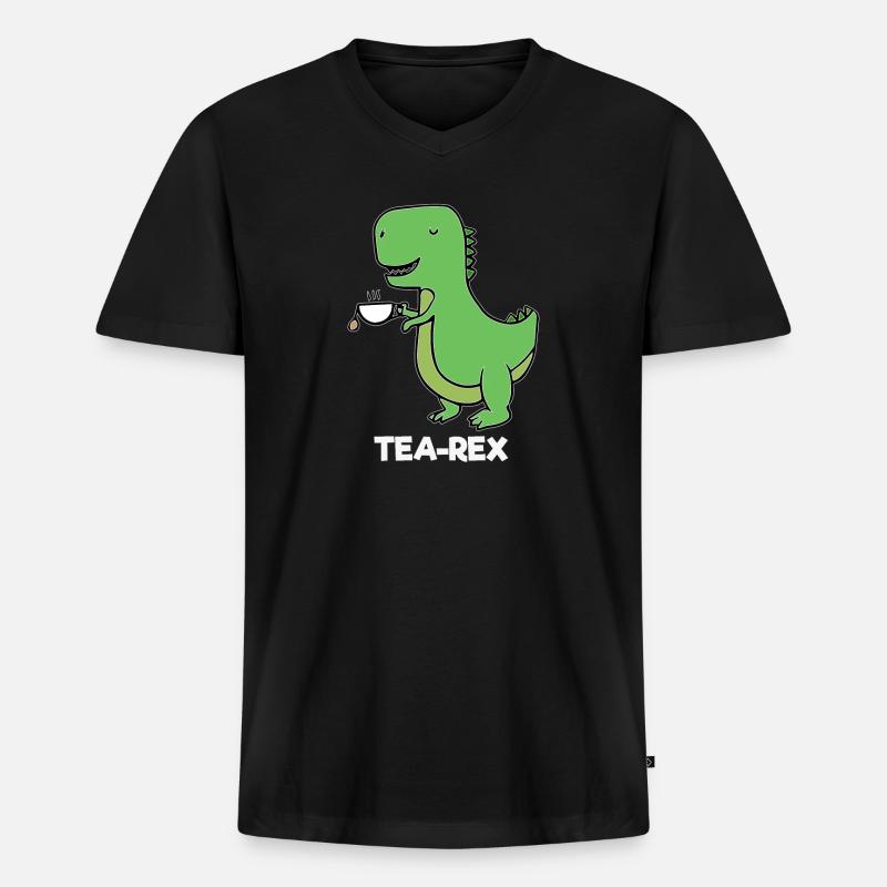 Dinosaurier - TEAREX - Männer Premium Bio T-Shirt mit V-Ausschnitt - Schwarz