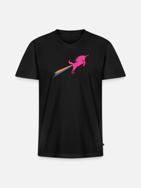 Unichorn Rainbow Fart - Men's Premium Organic T-shirt with V-neck - black