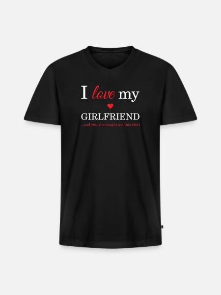 J'aime ma copine - T-shirt encolure en V Premium bio Homme - noir