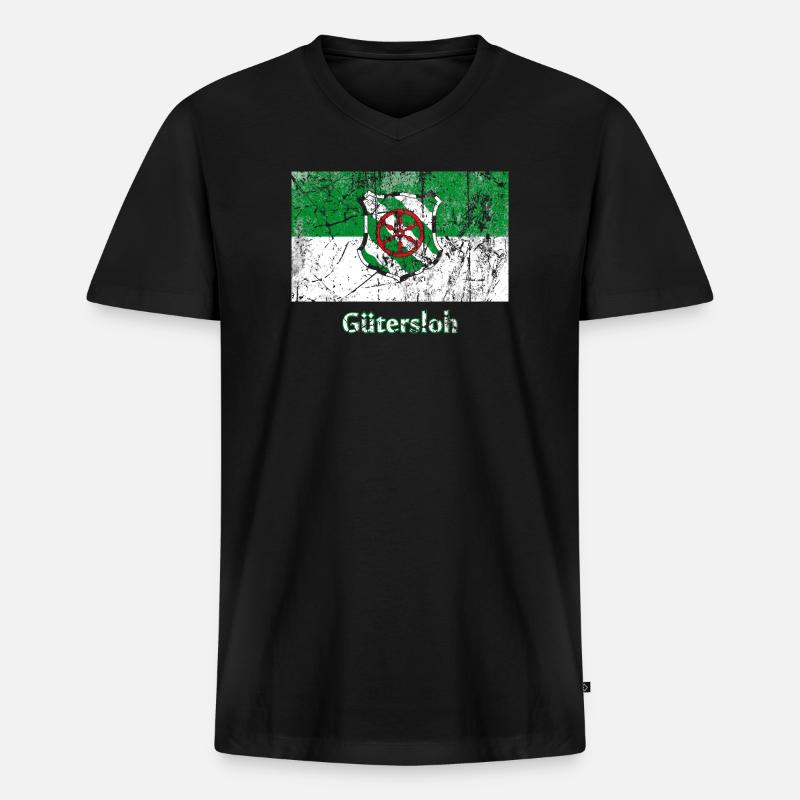Flagge Gütersloh Stadtfahne Stadtfahne Drapeau - Männer Premium Bio T-Shirt mit V-Ausschnitt - Schwarz