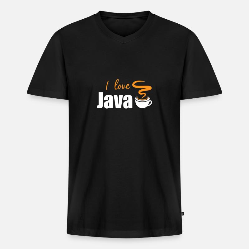 Ich liebe Java - Männer Premium Bio T-Shirt mit V-Ausschnitt - Schwarz