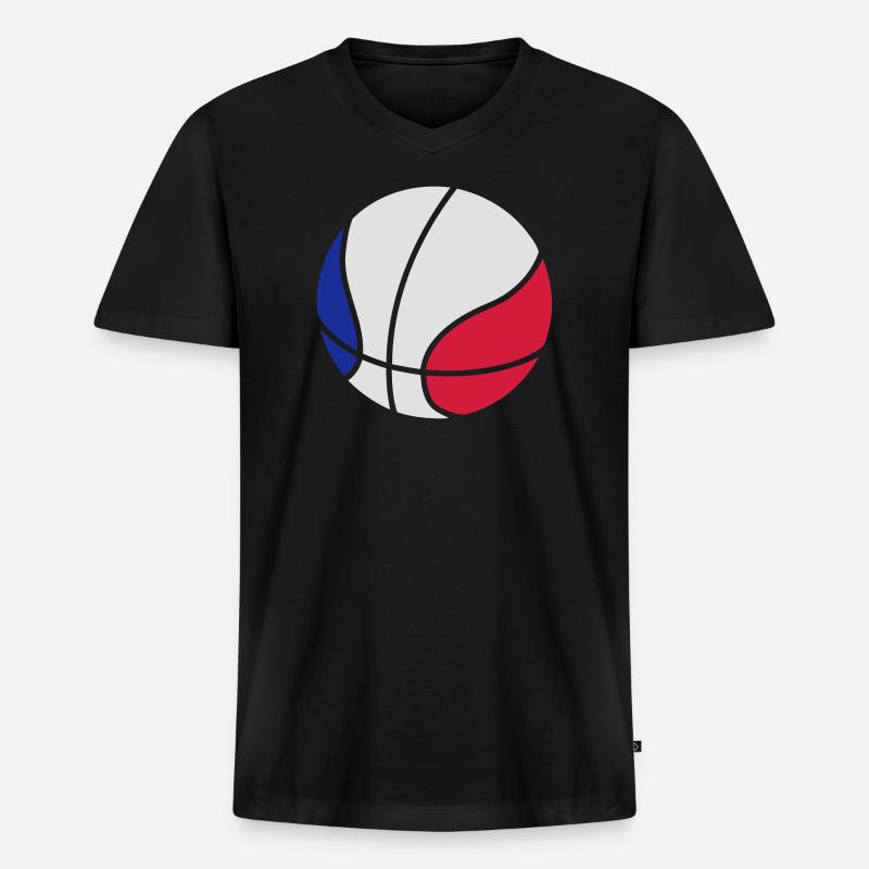Basketball - Männer Premium Bio T-Shirt mit V-Ausschnitt - Schwarz