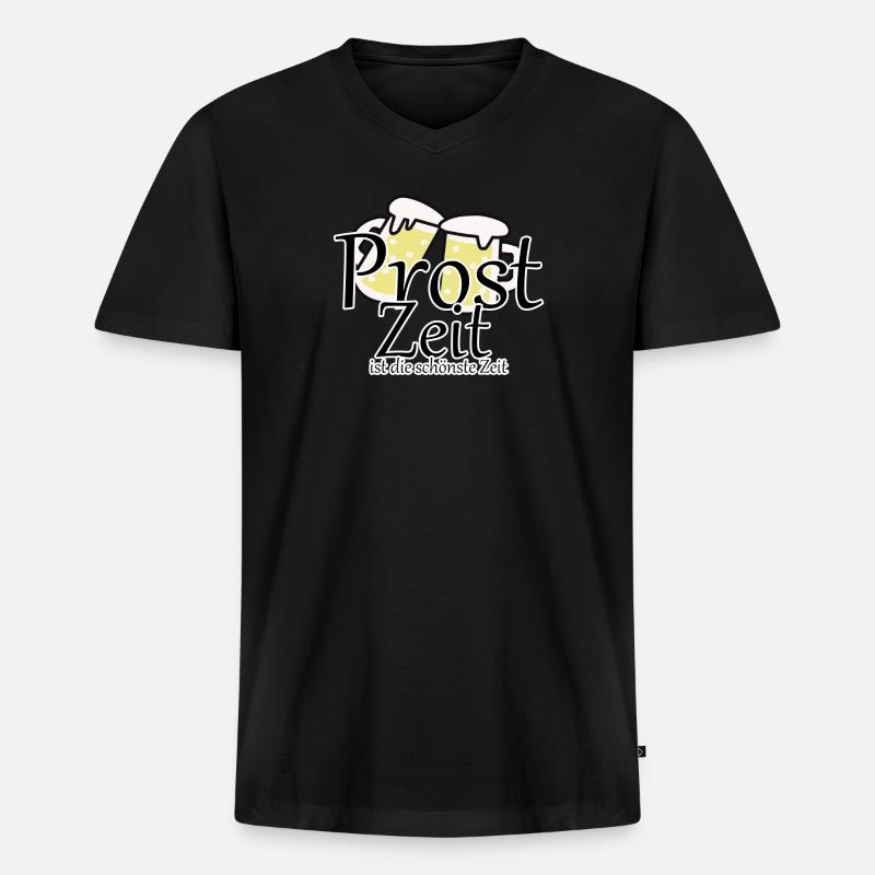 Prost Bier Biergarten Spruch - Männer Premium Bio T-Shirt mit V-Ausschnitt - Schwarz