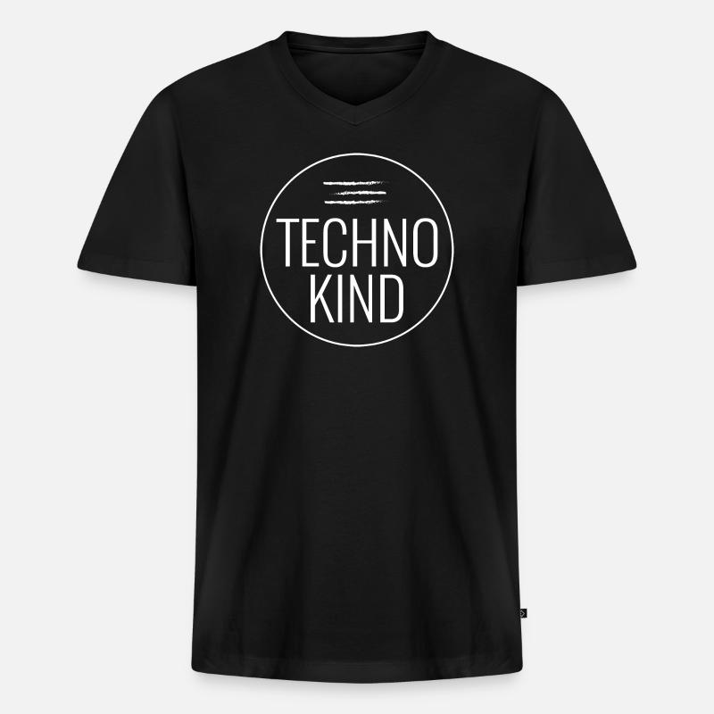 Techno Kind - Männer Premium Bio T-Shirt mit V-Ausschnitt - Schwarz