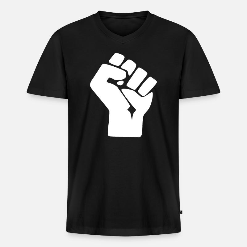 Faust - Männer Premium Bio T-Shirt mit V-Ausschnitt - Schwarz