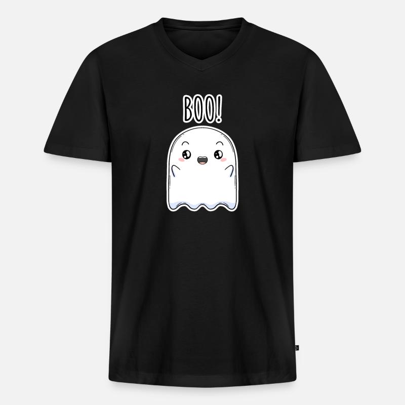Halloween Geist - Männer Premium Bio T-Shirt mit V-Ausschnitt - Schwarz