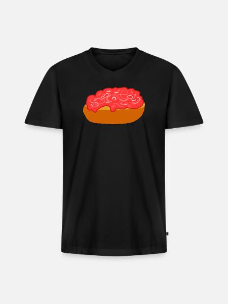 Mettbrötchen with onions - Men's Premium Organic T-shirt with V-neck - black