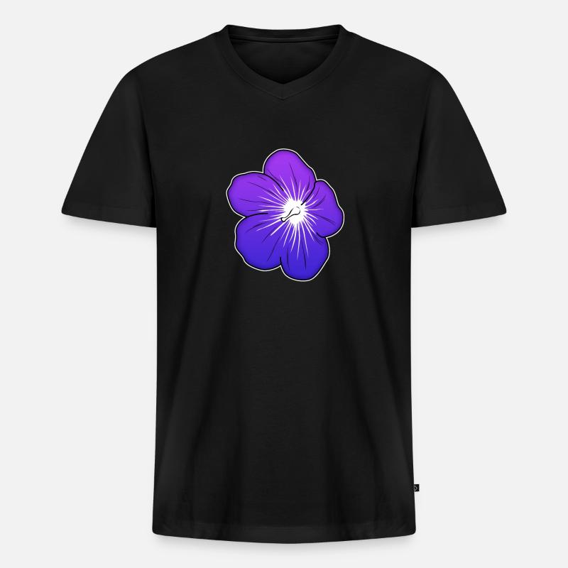 Violette Blütenillustration mit leuchtender Mitte - Männer Premium Bio T-Shirt mit V-Ausschnitt - Schwarz