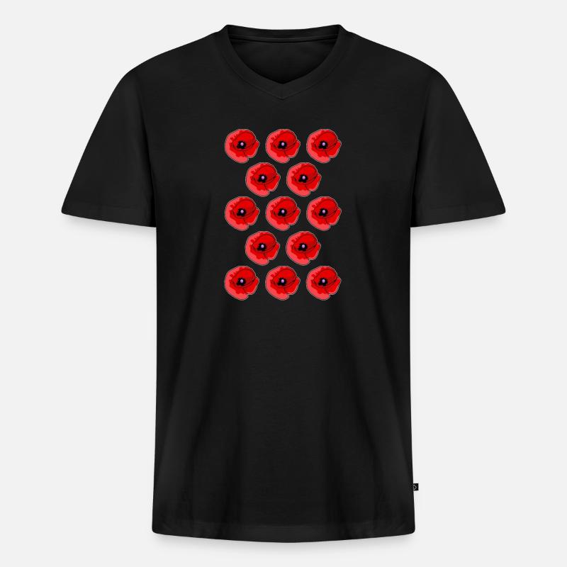 Abstrakte Mohnblumen Muster - Männer Premium Bio T-Shirt mit V-Ausschnitt - Schwarz