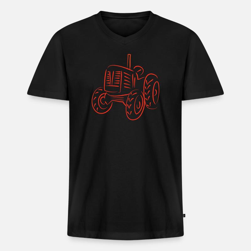 Rustikaler Traktor Silhouetten-Design - Männer Premium Bio T-Shirt mit V-Ausschnitt - Schwarz