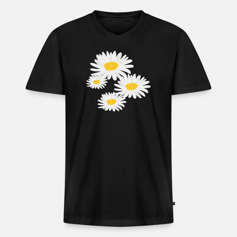 Blume Gänseblümchen - Männer Premium Bio T-Shirt mit V-Ausschnitt - Schwarz
