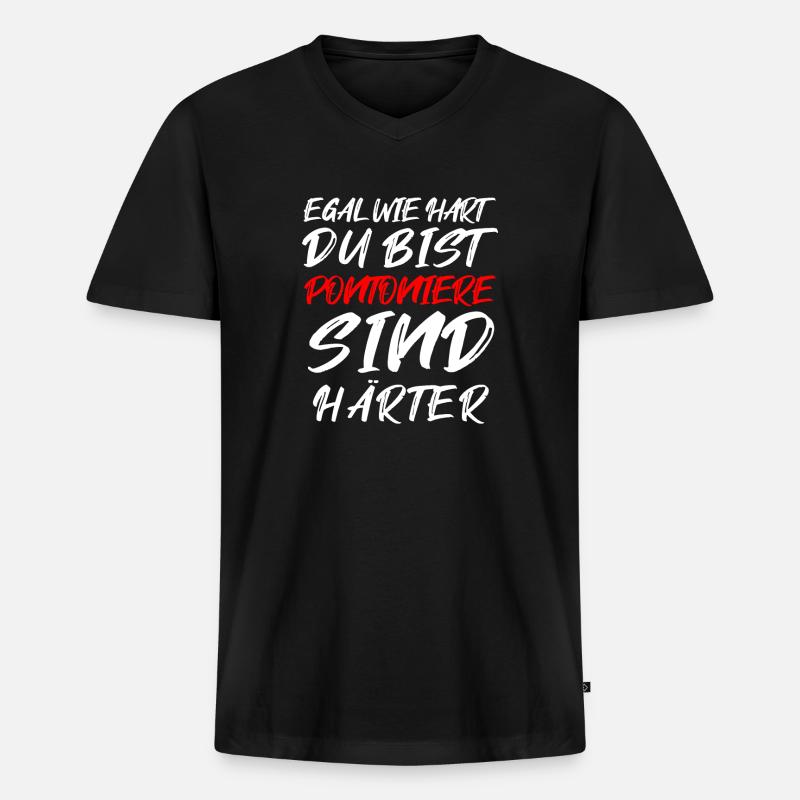 Pontonier Statement – Härter als der Rest - Männer Premium Bio T-Shirt mit V-Ausschnitt - Schwarz