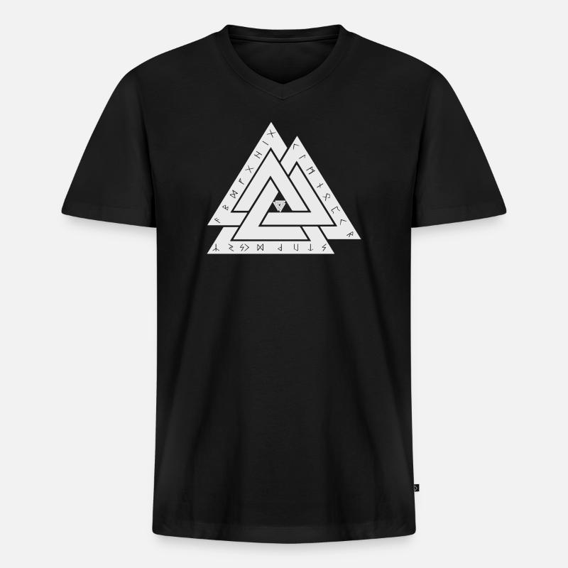 Valknut Wikinger Symbol - Männer Premium Bio T-Shirt mit V-Ausschnitt - Schwarz