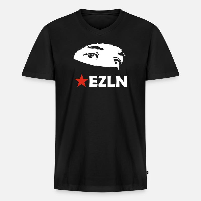 EZLN - Männer Premium Bio T-Shirt mit V-Ausschnitt - Schwarz