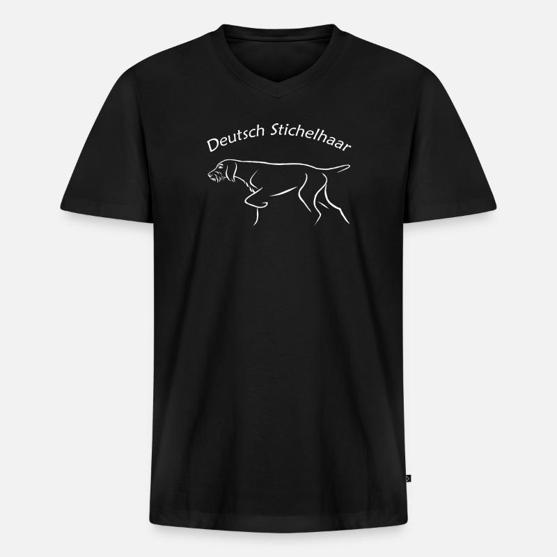 Deutsch Stichelhaar - Männer Premium Bio T-Shirt mit V-Ausschnitt - Schwarz