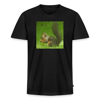 Eichhörnchen Tier Tierliebe Tierfreund Liebe - Männer Premium Bio T-Shirt mit V-Ausschnitt - Schwarz - Vorne - Nico (187cm)