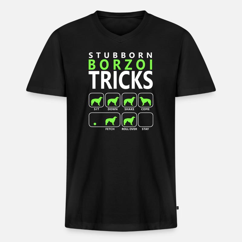 Hartnäckige Borzoi-Tricks - Männer Premium Bio T-Shirt mit V-Ausschnitt - Schwarz