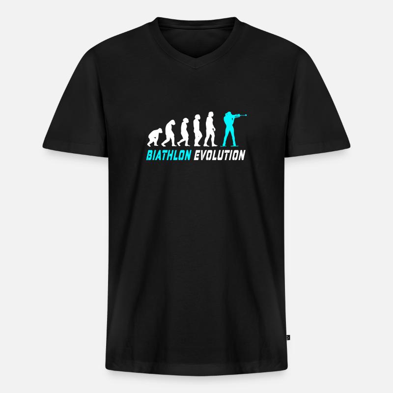 Conception / idée cadeau Evolution biathlon - T-shirt encolure en V Premium bio Homme - noir