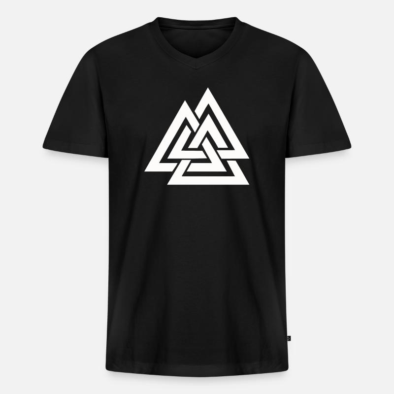Valknut Wikinger - Männer Premium Bio T-Shirt mit V-Ausschnitt - Schwarz