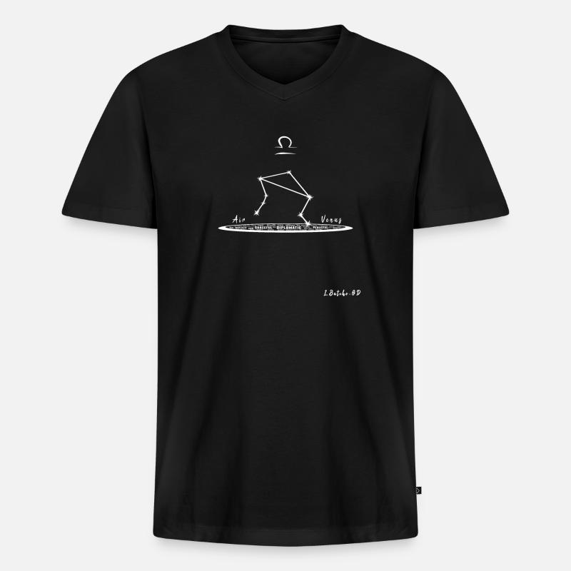 LIBRA - Theme and Constellation - Männer Premium Bio T-Shirt mit V-Ausschnitt - Schwarz