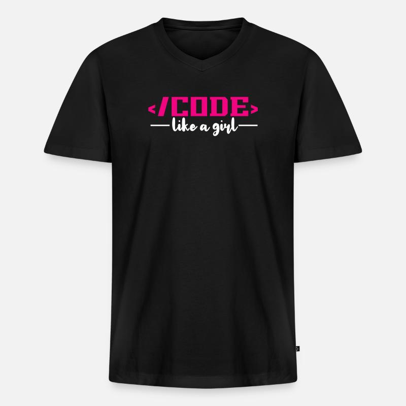 Codierung Programmierung Informatik - Männer Premium Bio T-Shirt mit V-Ausschnitt - Schwarz