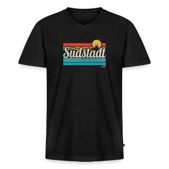 Köln Südstadt Veedel Viertel Retro Vintage Surfer - Männer Premium Bio T-Shirt mit V-Ausschnitt - Schwarz - Vorne - Nico (187cm)