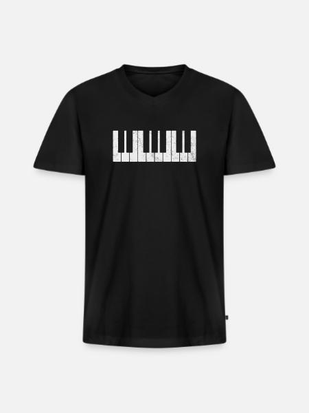 Piano pianist keyboard - Men's Premium Organic T-shirt with V-neck - black