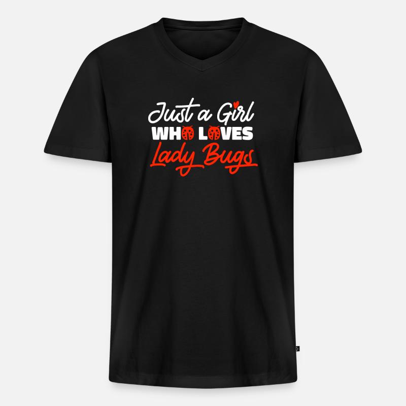 Marienkäfer - Männer Premium Bio T-Shirt mit V-Ausschnitt - Schwarz