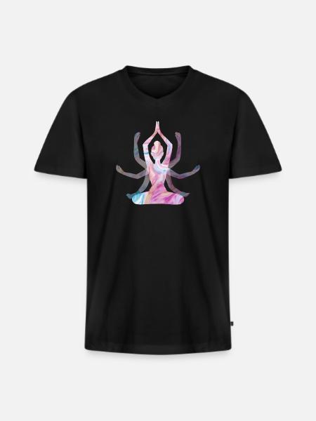 Spirituelles Yoga-Mädchen - Männer Premium Bio T-Shirt mit V-Ausschnitt - Schwarz