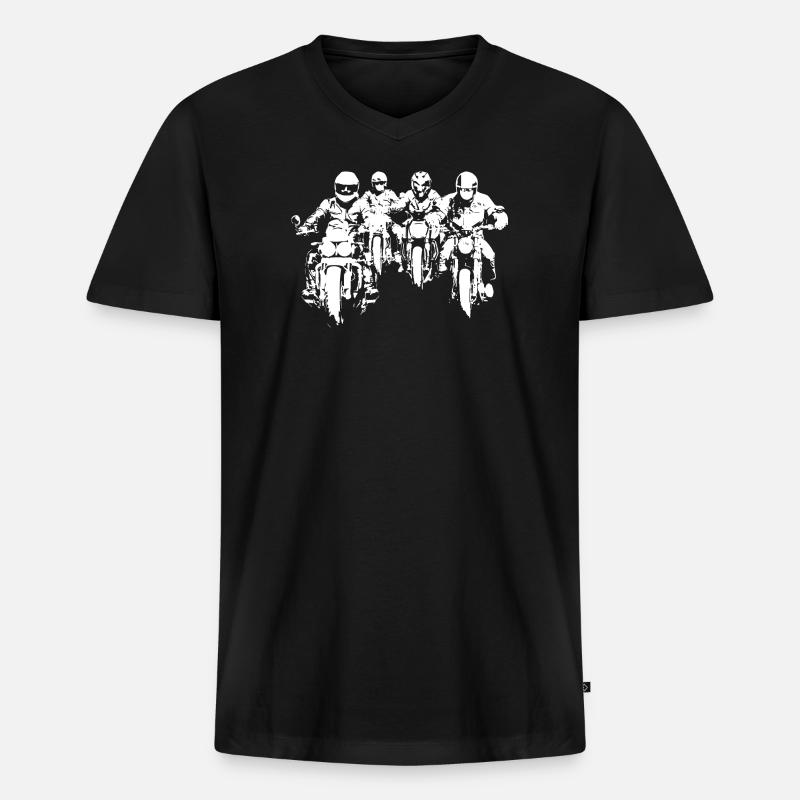 Bikergroup white - Männer Premium Bio T-Shirt mit V-Ausschnitt - Schwarz
