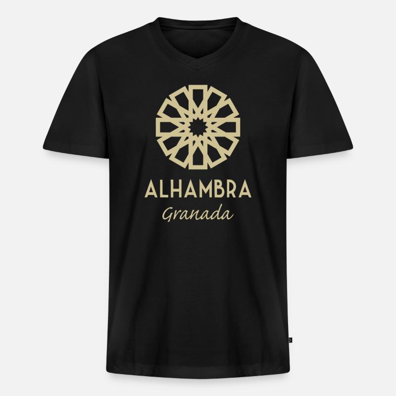 Alhambra Granada 1 - Männer Premium Bio T-Shirt mit V-Ausschnitt - Schwarz