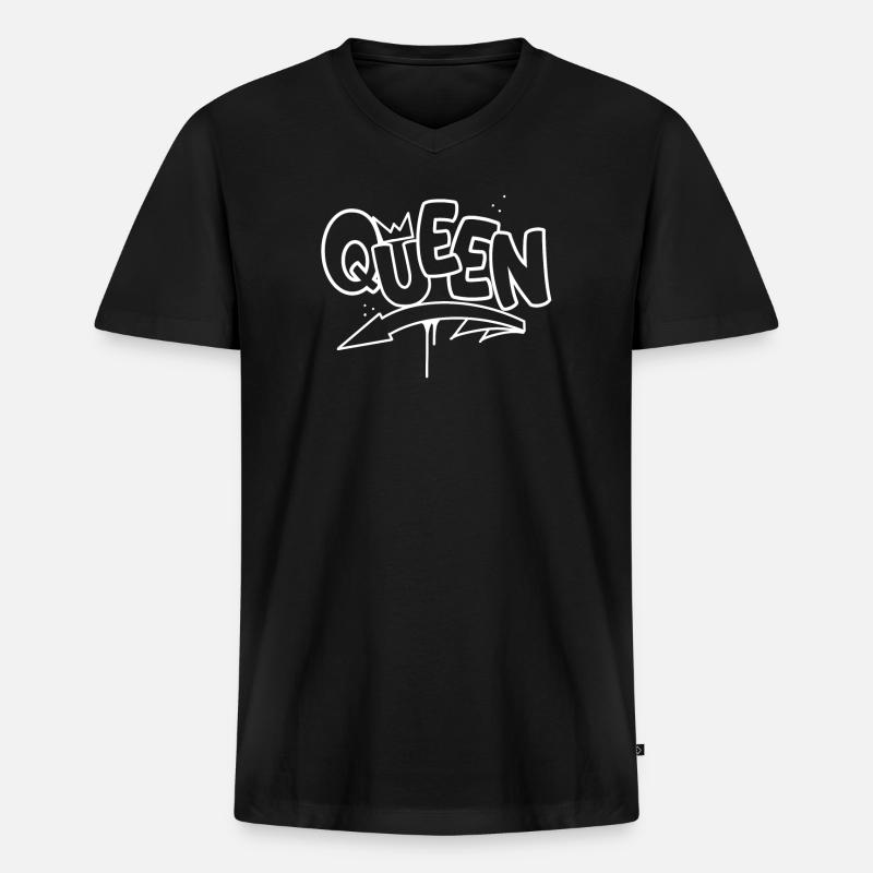 Queen Graffiti - Männer Premium Bio T-Shirt mit V-Ausschnitt - Schwarz