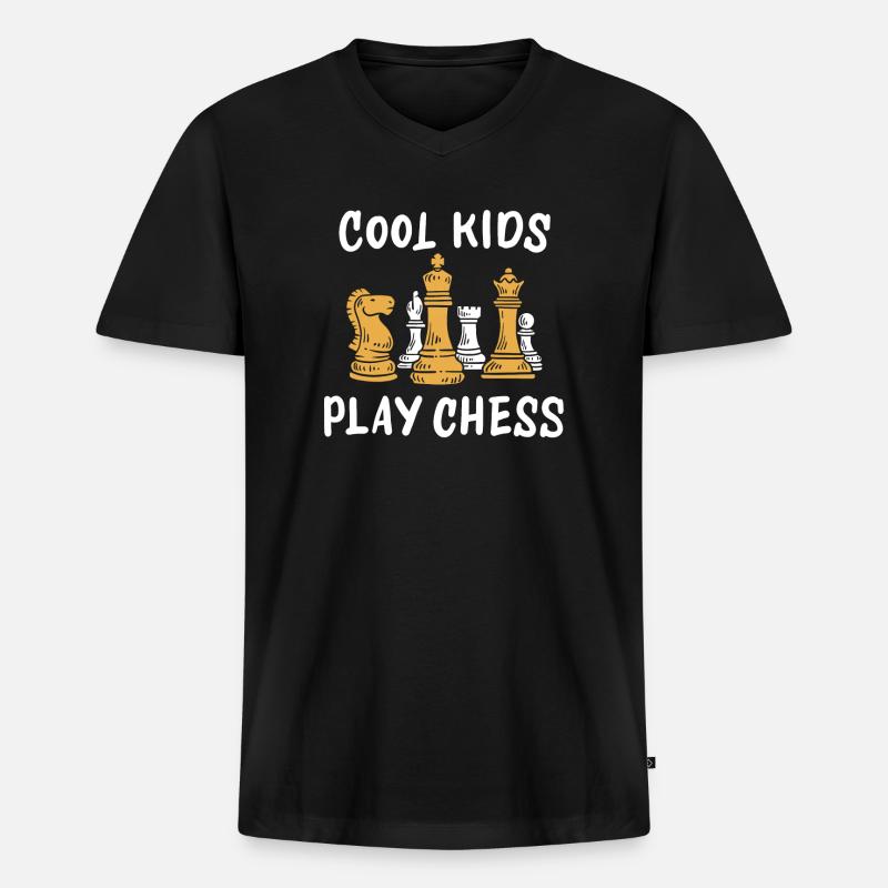 Schach Schachfiguren - Männer Premium Bio T-Shirt mit V-Ausschnitt - Schwarz