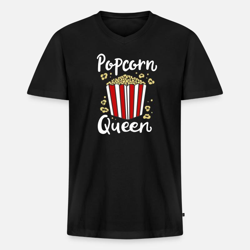Popcorn - Männer Premium Bio T-Shirt mit V-Ausschnitt - Schwarz