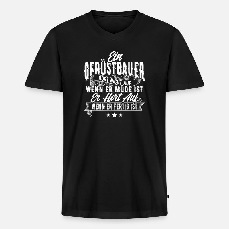 Gerüstbauer - Männer Premium Bio T-Shirt mit V-Ausschnitt - Schwarz