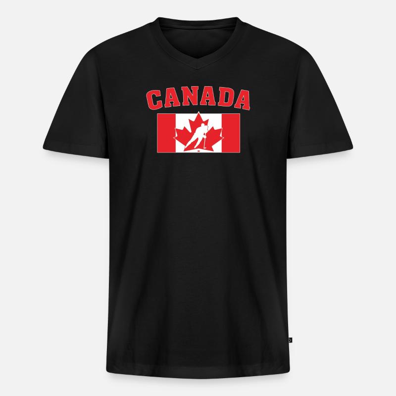 Kanada-Eishockeyflagge - Männer Premium Bio T-Shirt mit V-Ausschnitt - Schwarz