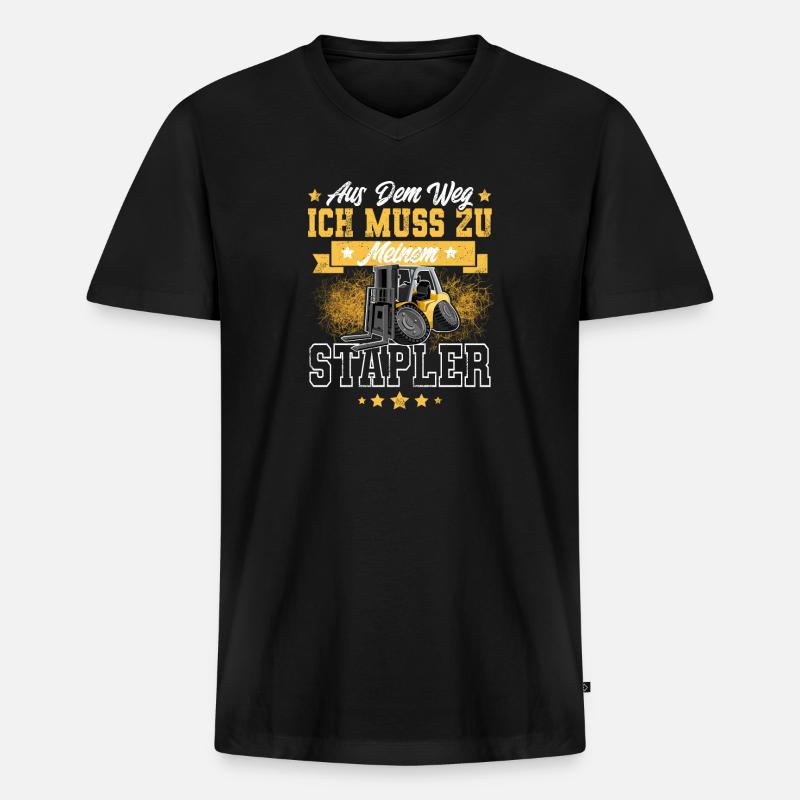 Staplerfahrer Gabelstapler Lagerist - Männer Premium Bio T-Shirt mit V-Ausschnitt - Schwarz