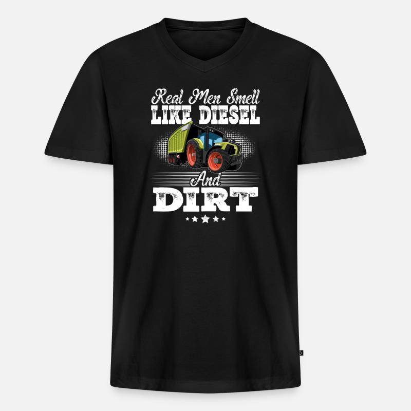 Traktor Lustiger Spruch - Männer Premium Bio T-Shirt mit V-Ausschnitt - Schwarz