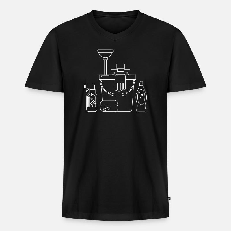 Putzeimer - Männer Premium Bio T-Shirt mit V-Ausschnitt - Schwarz