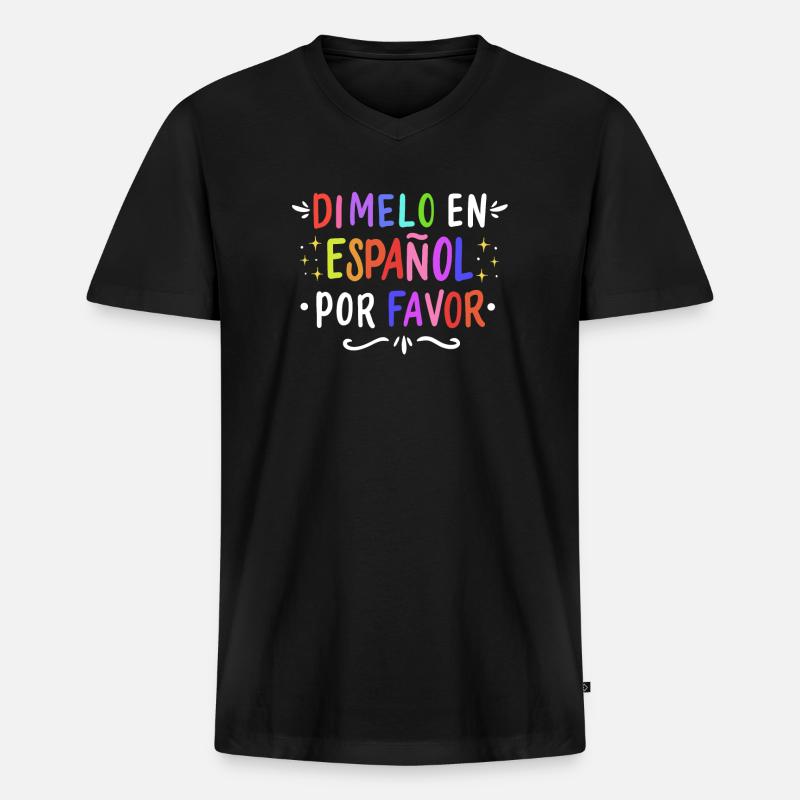 Spanisch Spanischlehrer Sprache - Männer Premium Bio T-Shirt mit V-Ausschnitt - Schwarz